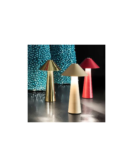 LED Tischlampe Pilz Matt-Rot, Touch Dimmer 17cm