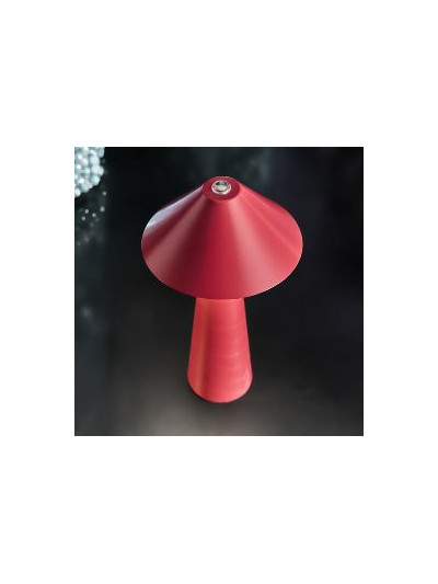 LED Tischlampe Pilz Matt-Rot, Touch Dimmer 17cm