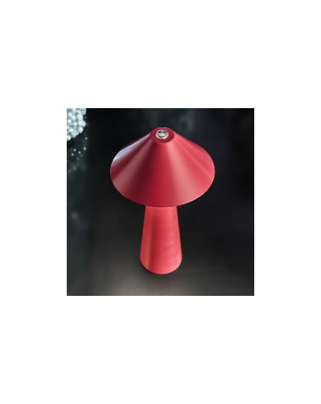 LED Tischlampe Pilz Matt-Rot, Touch Dimmer 17cm