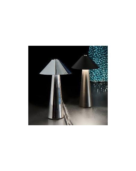 LED Tischlampe Pilz Chrom-Silber, Touch Dimmer 17cm