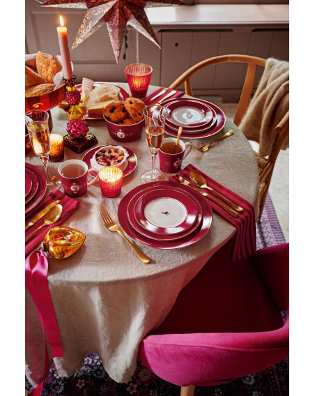 Teller Love Birds Dark Red 21 cm mit Hirsch