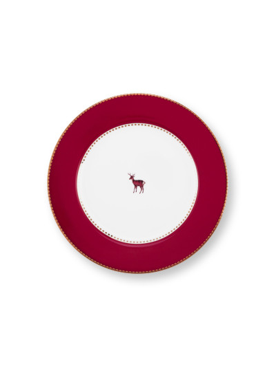 Teller Love Birds Dark Red 21 cm mit Hirsch