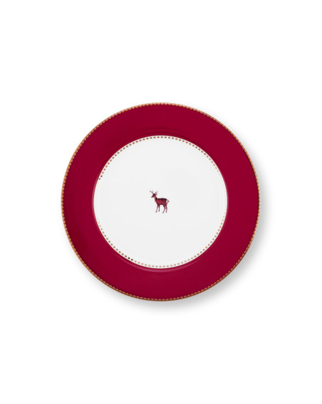 Teller Love Birds Dark Red 21 cm mit Hirsch