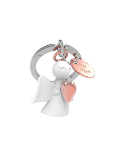 Schlüsselanhänger Schutzengel "Love Angel", Rosegold-Weiß