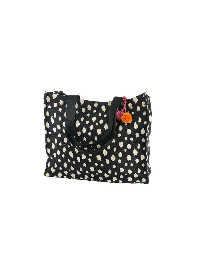 Shopper Umhängetasche Handtasche "Dots" Majoie, Schwarz-Creme 35x40x11cm Shopper Umhängetasche Handtasche "Dots" Majoie, Schwarz-Creme 35x40x11cm