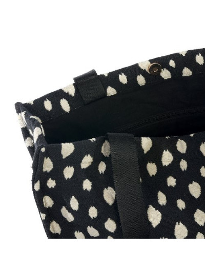 Shopper Umhängetasche Handtasche "Dots" Majoie, Schwarz-Creme 35x40x11cm