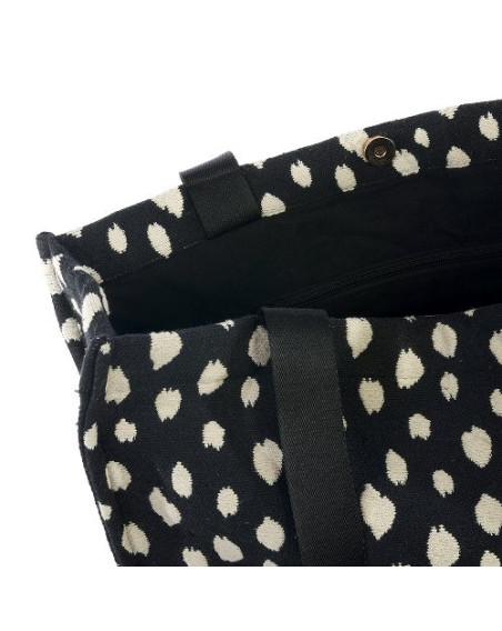 Shopper Umhängetasche Handtasche "Dots" Majoie, Schwarz-Creme 35x40x11cm