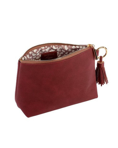 Kosmetiktasche Majoie Leder-Optik Beere 21x14x8cm