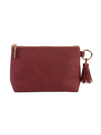 Kosmetiktasche Majoie Leder-Optik Beere 21x14x8cm