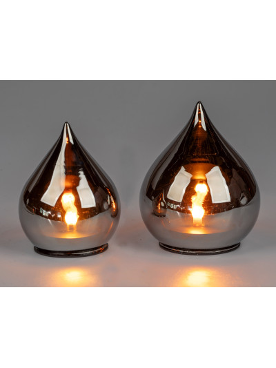 LED Glastropfen Magic-Flamme 15cm mit Timer