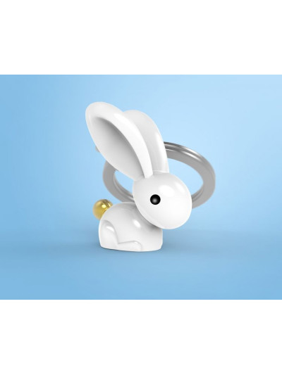 Schlüsselanhänger Kaninchen, Weiß/Gold
