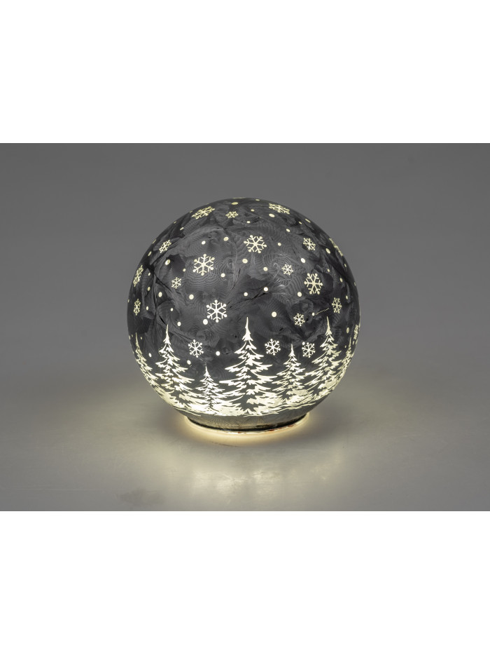 LED Glaskugel Winterwald M, stehend, Eisgrau 12 cm mit Timer LED Glaskugel Winterwald M, stehend, Eisgrau 12 cm mit Timer