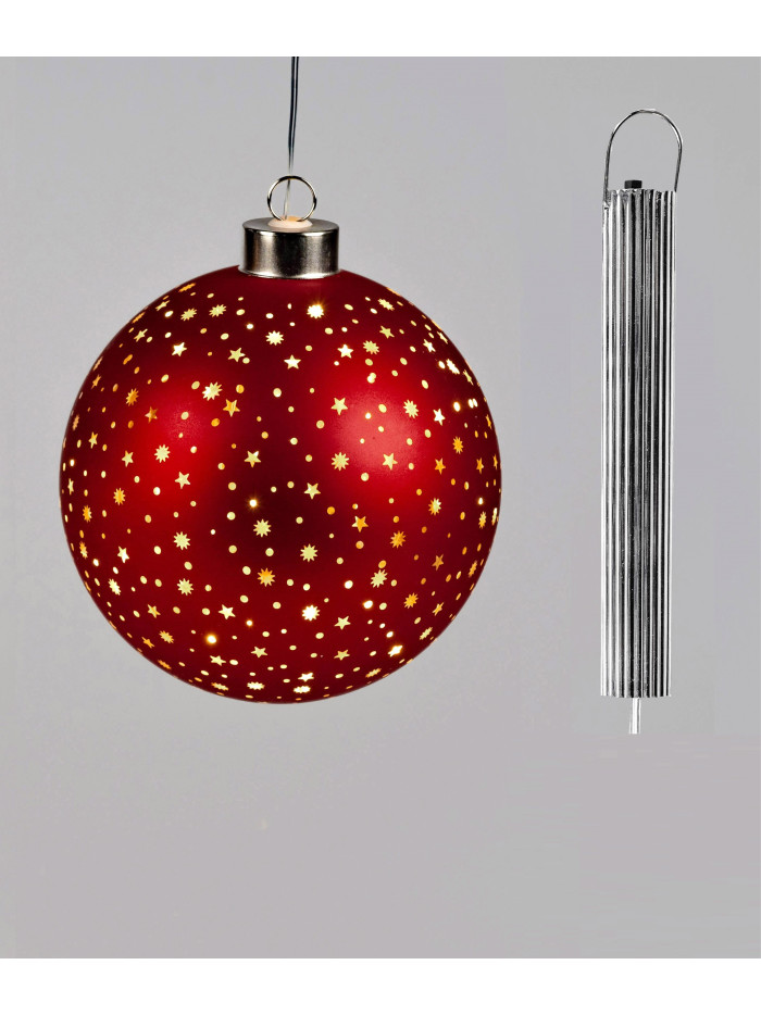 LED Glaskugel Sternenhimmel S, hängend, 10cm Rot-Gold mit Timer LED Glaskugel Sternenhimmel S, hängend, 10cm Rot-Gold mit Timer