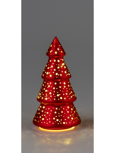 LED Tannenbaum Sternenhimmel S, 20cm Rot-Gold, Glas mit Timer