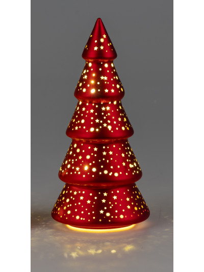 LED Tannenbaum Sternenhimmel M, 25cm Rot-Gold, Glas mit Timer
