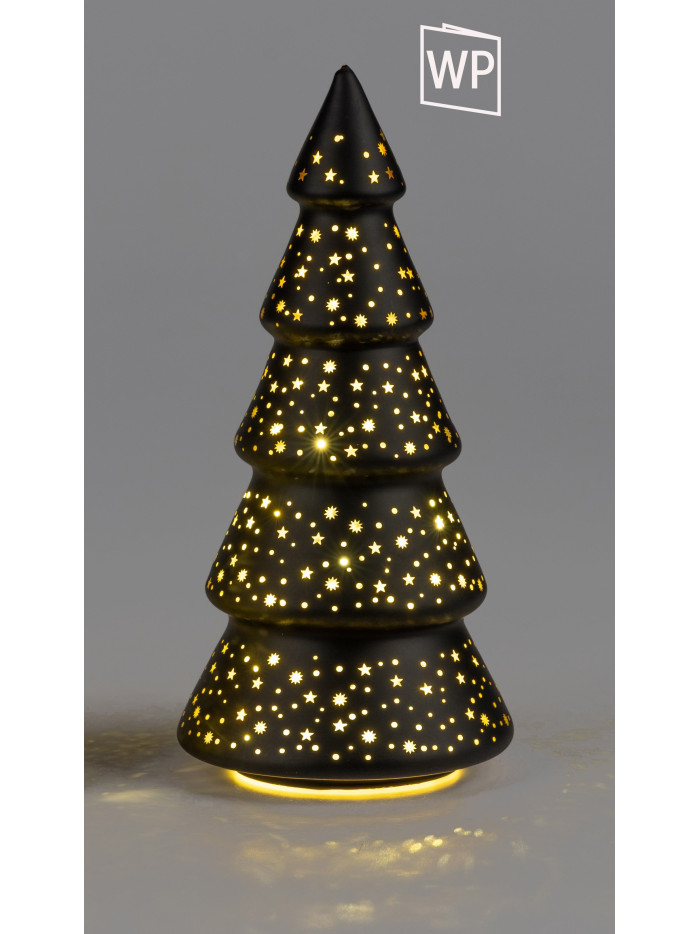 LED Tannenbaum Sternenhimmel M, 25cm Schwarz-Gold, Glas mit Timer LED Tannenbaum Sternenhimmel M, 25cm Schwarz-Gold, Glas mit Timer