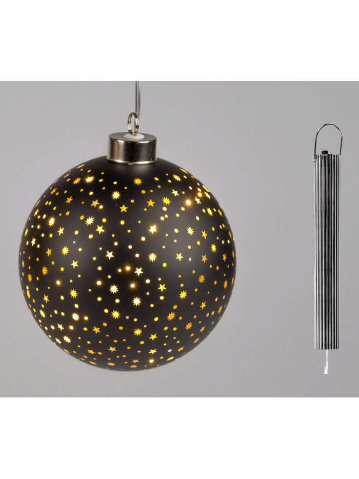 LED Glaskugel Sternenhimmel L, hängend, 15cm Schwarz-Gold mit Timer LED Glaskugel Sternenhimmel L, hängend, 15cm Schwarz-Gold mit Timer
