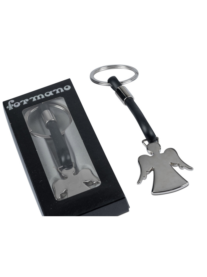 Schlüsselanhänger Schutzengel Chrom glänzend mit Lederband Schlüsselanhänger Schutzengel Chrom glänzend mit Lederband