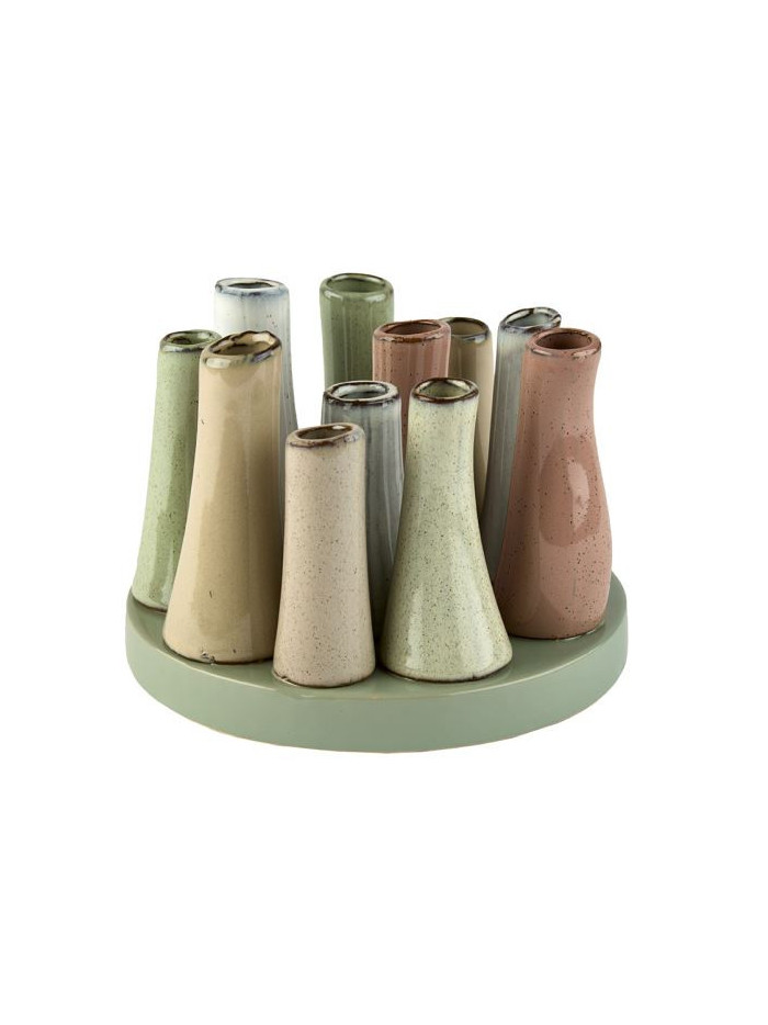 Vase für 12 Blumen auf Sockel, 14x10 Keramik, Multi